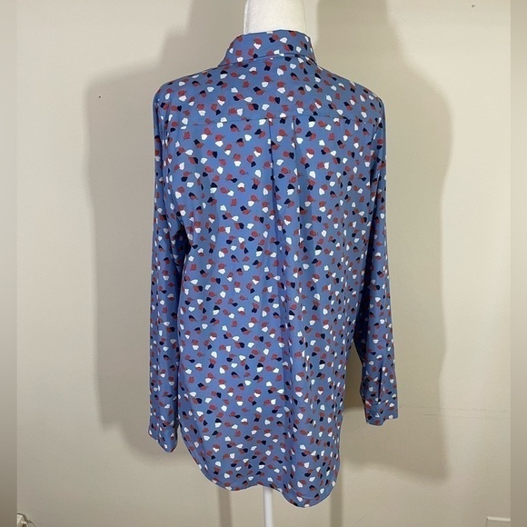 Collective concepts sz lg blouse top silky feel in a mini design in blues, rust - Picture 5 of 10